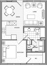 Riverview 1 Bedroom Unit